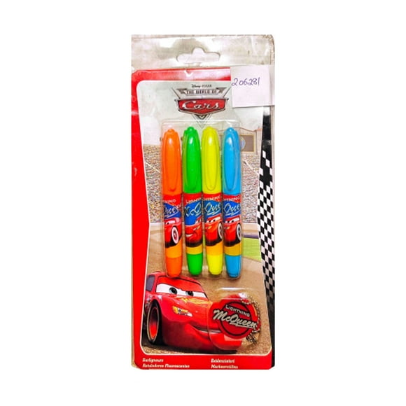 Cars Lightning McQueen Surligneur (Pack de 4)