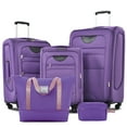 thumbnail image 2 of MAYEERTY 5-Piece Expandable Softside Luggage Set -22"+26"+30" Oxford Fabric with TSA Lock & Spinner Wheels+Duffel+Toiletry Bag, Purple, 2 of 8