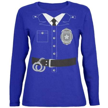 Halloween Police Policeman Cop Costume Womens Long Sleeve T Shirt