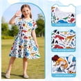 thumbnail image 6 of Benylion Girls Dresses Toddler Animals Summer Sundress Kids Short Sleeve School Casual A Line Twirly Dress for 5-6 Years, 6 of 6