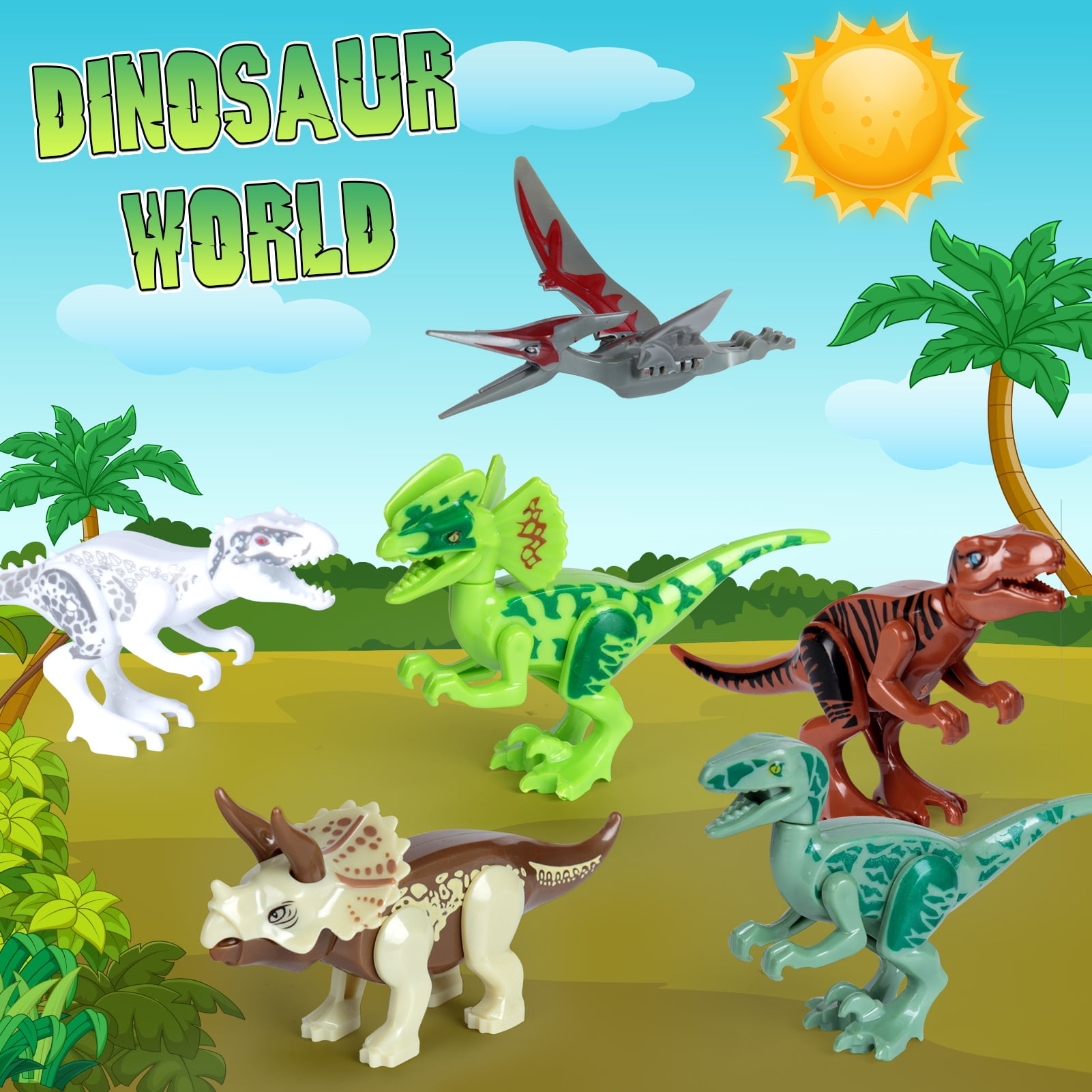 Acekid 6 Pack Dinosaur Easter Eggs, Prefilled Dinosaur Toys Building Blocks, Party Favor Easter Egg Gifts for Kids