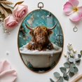 thumbnail image 7 of Canvas Wall Art Charming Highland Cow Bubble Bath Rustic Humorous Quote Vintage Oval Framed Canvas Prints Vintage Wall Hanging Decor for Home Decorations 8.6"x11.4", 7 of 7