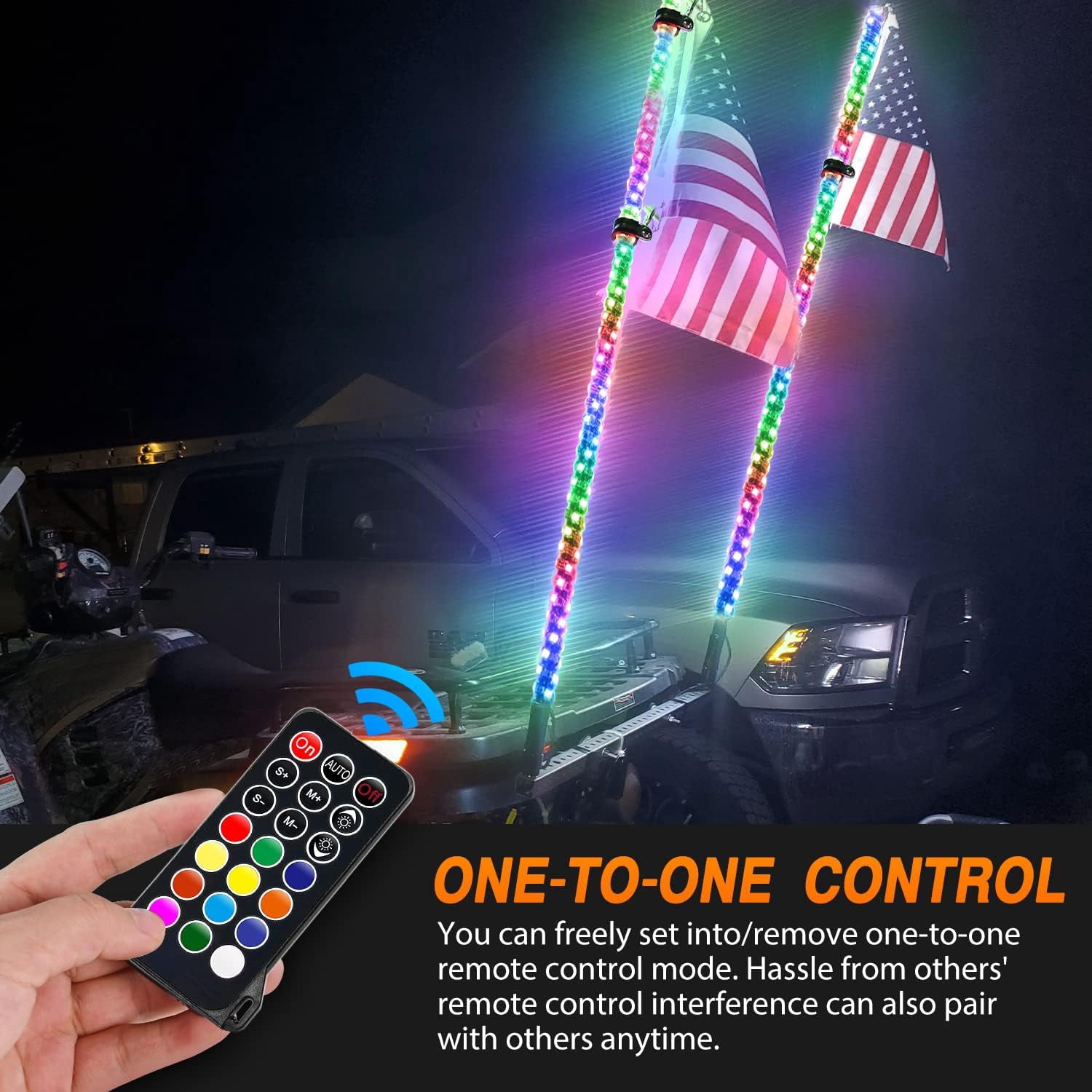 Nilight 2PCS 6FT Spiral RGB Led Whip Light w/RGB Chasing/Dancing Lights RF Remote Control Lighted Antenna Whips for Can-am ATV UTV RZR Polaris Dune Buggy 4 Wheeler Offroad Jeep Truck