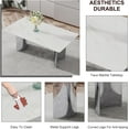 thumbnail image 3 of Sumdeal Luxury Faux Marble Dining Table for 6, 71" Rectangular Kitchen Table with Polished Silver Pedestal Base for 4-8 People in Kitchen Dining Room, 3 of 7
