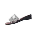 thumbnail image 2 of CQONEPT Womens Fashion Casual Spring And Summer Comfortable Woven Hollow Breathable Round Toe Open Toe Thick Wedge Heel Slippers Silver 38, 2 of 6