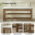 thumbnail image 4 of VKNOW Entryway Bench, 44.3” Upholstered Shoe Bench for Bedroom, 2-Tier Storage End of Bed Bench with Rubberwood Legs for Living Room, Hallway, Brown, 4 of 13