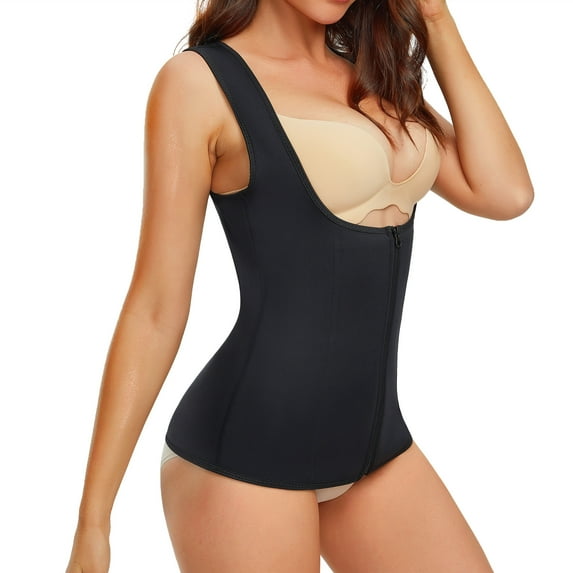 Eleady Neopren Waist Trainer Vest for Women Sauna Sweat Shirt Zipper Workout Top Corset Waist Trainer Body Shaper(Black 3X-Large)