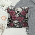 thumbnail image 2 of JRXY Halloween Skull Body Pillow Covers Black Red Rose Flower Leaves Soft Bed Throw Pillowcases Breathable Cooling Long Lumbar Body Pillow Sham Cover for Bed Sofa 12x12in, 2 of 5