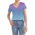 thumbnail image 6 of Annhoo Women'S Summer Clothes Oversized V-Neck Gradient Tops Loose Short Sleeve Blouse Going Out Trendy T-Shirts, 6 of 7