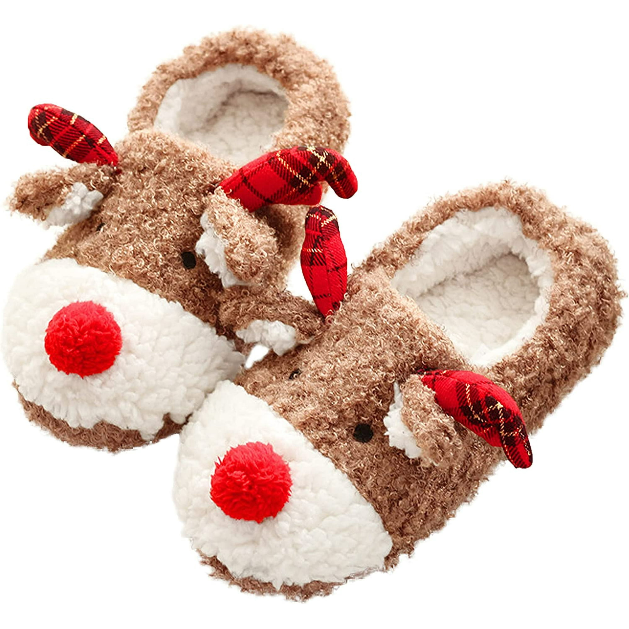 Deandawn Women s Cute Reindeer Slippers Plush Soft Warm Home Indoor Shoes Other 8.5 9
