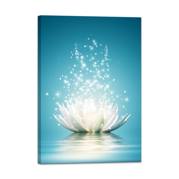 Canvas Prints Wall Art Lotus Flower Zen Painting Spa Bathroom Decor Spiritual Meditation Artwork Framed for Yoga Room Living Room Ready to Hang
