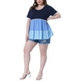 thumbnail image 2 of Agnes Orinda Women's Plus Size Babydoll Ruffle Tops Lace Trim Tiered Crew Neck Short Sleeve Casual Flowy Blouses 2X Blue, 2 of 6