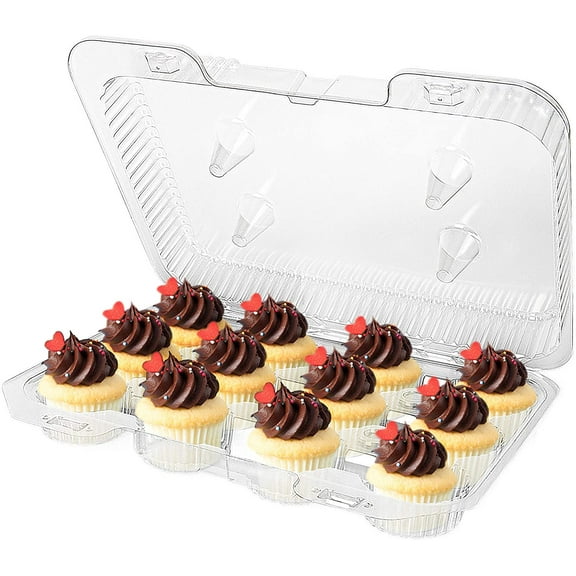 Stock Your Home 12-Compartment Disposable Containers (40 Count) - Plastic Mini Cupcake Containers