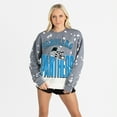 thumbnail image 4 of Women's Gameday Couture  Gray Carolina Panthers Arch Rivals Faded Wash Sweatshirt, 4 of 7