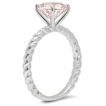 2 ct Round Cut Simulated Pink Diamond Solitaire Engagement Ring for Women in 18K White Gold