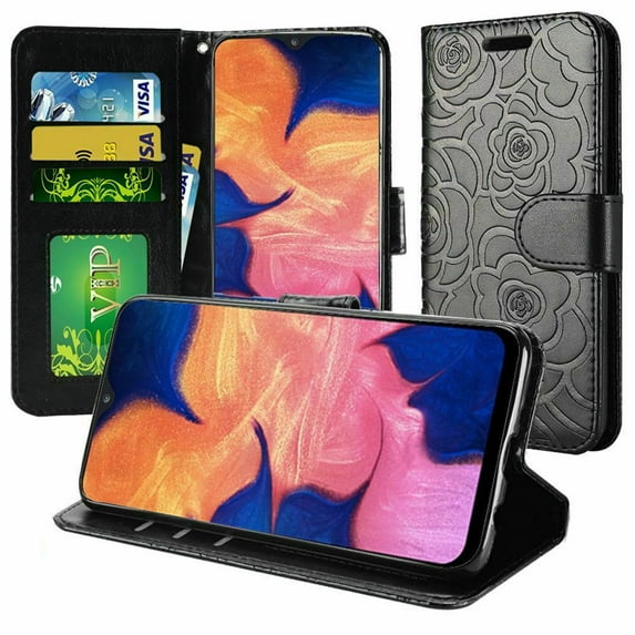 Samsung Galaxy A10E ROSE Leather Wallet Case Pouch Flip Phone Cover Accessory