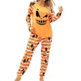 thumbnail image 2 of Halloween Pajamas Women Long Sleeve Crewneck Pants Autumn Winter Loose Casual Sleepwear Nightwear 2 Piece Set Orange XXL, 2 of 7