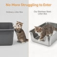 thumbnail image 4 of Stainless Steel Cat Litter Box with Low Entry, Bug Hull High Sided Metal Pan, Odor Control, Easy to Clean, 23.4" x 15.6" x 6", 4 of 10