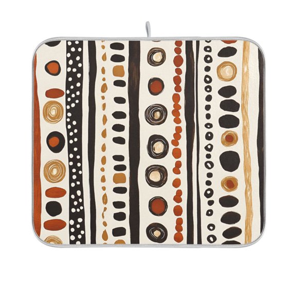Yayeee Dish Drying Mat for Kitchen Counter 16"x18" Microfiber Absorbent Pad, Black Abstract Dots