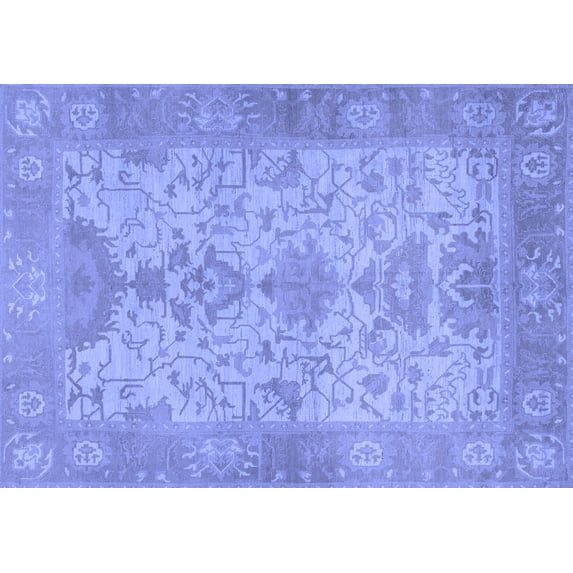 Ahgly Company Machine Washable Indoor Rectangle Oriental Blue Traditional Area Rugs, 5' x 7'