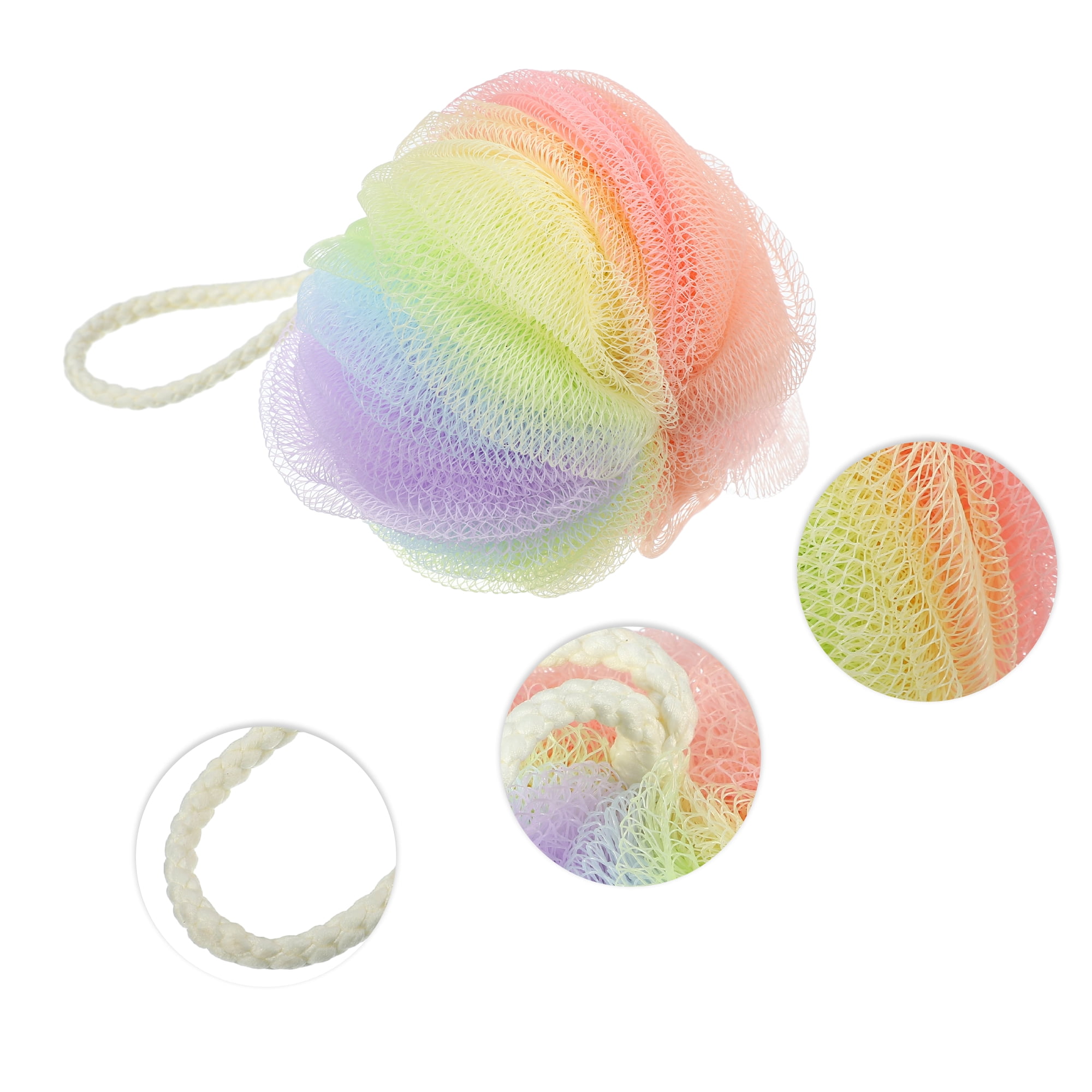 Unique Bargains 1 Pc Bath Shower Loofah Sponge Body Puffs 3.74"x4.33" Assorted Color