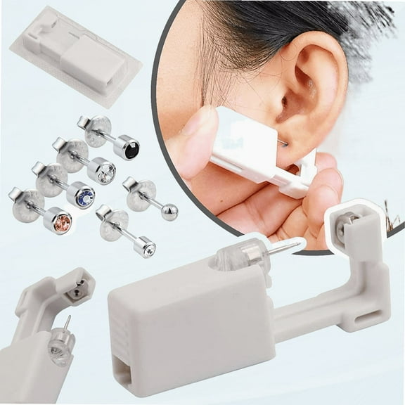 Painless Professional Self Ear Piercing Gun Kit,1 PCS Piercer  1 PCS Ear Studs Safety Ear Nose Piercing Tools Kit