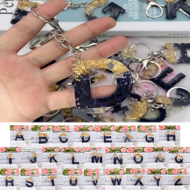 Xihbxyly Llavero Brillante, Diseño Personalizado de 26 Letras Inglesas, Material de Gel de Cristal, Colgante Moderno para Bolso o Coche, Accesorio Decorativo Multifuncional, Regalo Perfecto, Tamaño C
