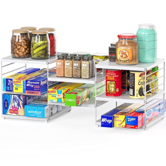 Simple Houseware Expandable Counter Shelf Organizer, Adjustable Storage Rack for Kitchen Cabinets, Pantry, or Desktop Accessories, 9.5" D x 23" W x 9
