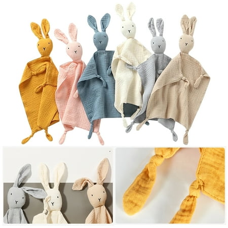 

QingY-1PC Soft Newborn Baby Dolls Toy Cartoon Sleeping Soothing Teether Towel Bibs Cotton Muslin Quilt Blankets