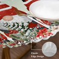 thumbnail image 3 of Turquoise Christmas Round Tablecloth, Fitted Table Cover with Elastic for 36"-44" Round Tables, Gnomes Xmas Tree Poinsettia Eucalyptus Table Cloth Outdoor Indoor Dinning Party Waterproof Tablecloths, 3 of 7