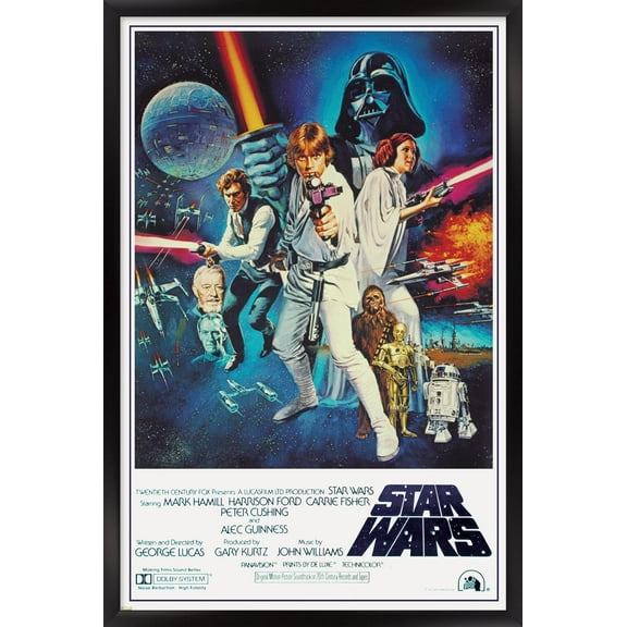24X36 Star Wars: A New Hope - One Sheet Wall Poster, 24" x 36", Framed