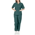 thumbnail image 3 of Resivox Scrubs for Women Plus Size Medical Scrubs Stretchy V Neck Scrub Tops and Pants Nursing Scrubs Scrub Joggers Tall Scrubs Dark Green XL, 3 of 4