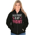 thumbnail image 4 of Breast Cancer Her Fight Pink Ribbon Zip Hoodie Sweatshirt Women Brisco Brands S, 4 of 6