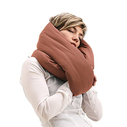 Huzi Infinity Pillow Home Travel Soft Neck Scarf Support Sleep Terracotta