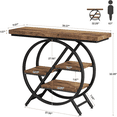 thumbnail image 2 of 3-Tier Console Table - Unique Rectangular Wood & Round Metal Frame Design, 1.58" Thick MDF Top, 350lb Capacity - for Entryway, Sofa Behind & Living Room, 2 of 8