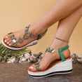 thumbnail image 5 of Modisza Womens Rhinestone Wedge Sandals Sparkly Butterfly Dressy Slides Platform Slip on Party Shoes with Elastic Ankle Strap Green size 6, 5 of 7