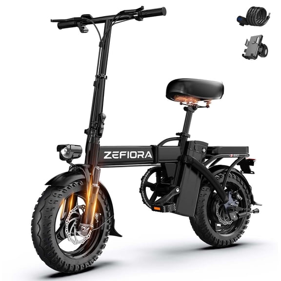 1000W Foldable Electric Bike for Adults– 35Mi Range, 48V 10Ah Removable Battery, 20Mph & 385lbs, 14" Ebike with Disc Brakes, UL2849, Lock Included