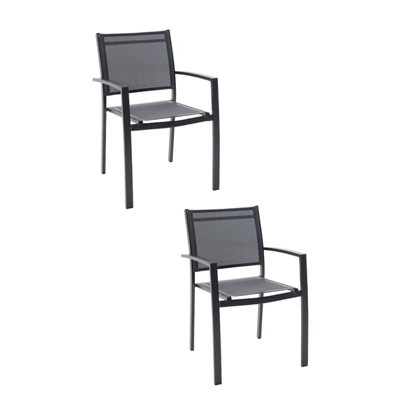 Naterial Set de 2 Sillas de Jardín Apilables de Aluminio y Textileno con Brazos para Exterior , Modelo Lyra Beta