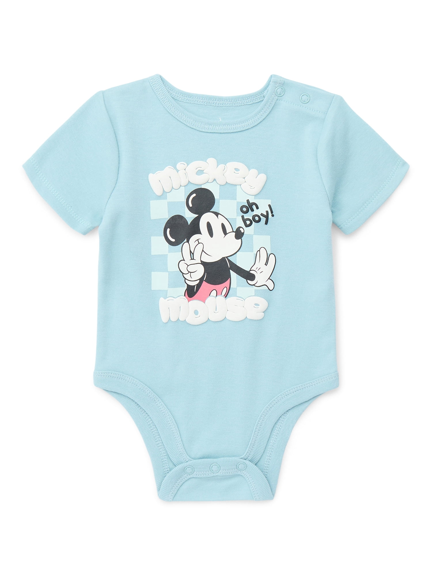 Disney Baby Boys or Girls Mickey Mouse Bodysuit with Short Sleeves, 2-Pack, Sizes 0/3M-24M