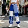 thumbnail image 6 of Inleife Women's Color Block Patchwork Jogger Sweatpants, High Waist Drawstring Cuffed Ankle Casual Long Pants with Side Pockets for Winter, 6 of 6