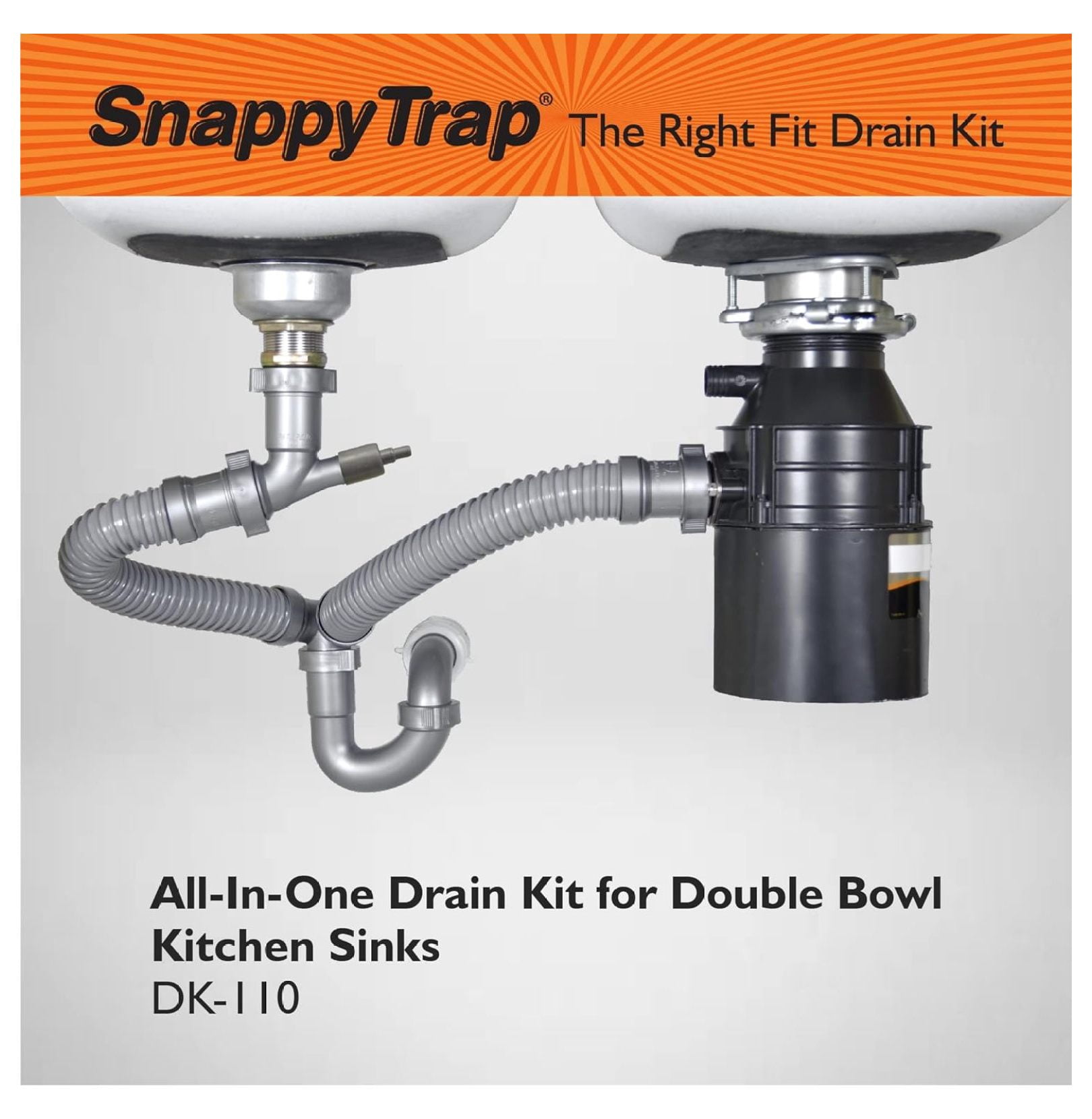 Snappy Trap 1 1/2" All-In-One-Drain Kit for Double Bowl Kitchen Sinks