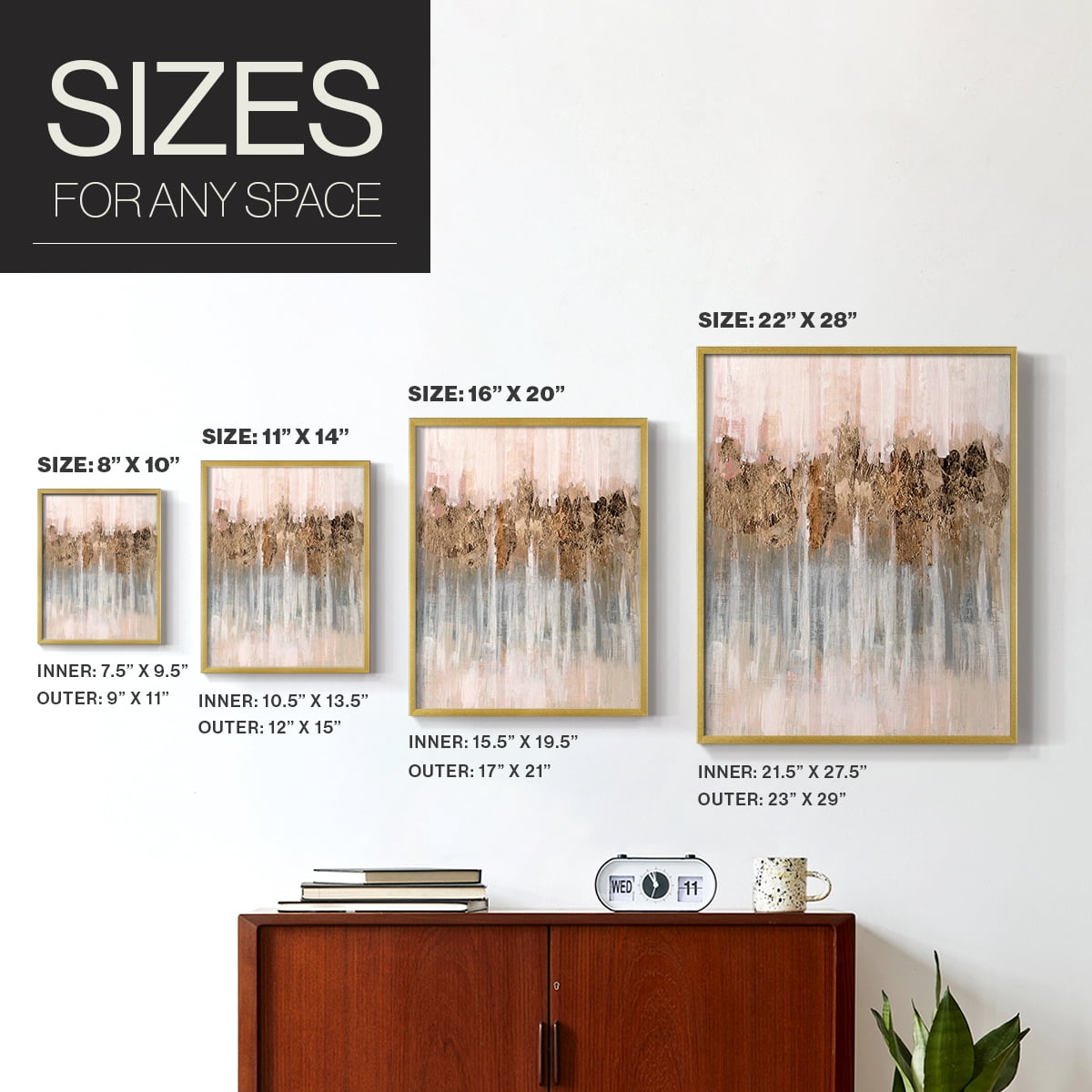 Spring Shadows in Gold Solid Wood 22 x 28 Framed Print