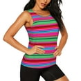 thumbnail image 2 of Fuzoiu Colorful Mexican Stripes Print Women's Workout Tank Top,Athletic Racerback Sports Tank,Tops Sleeveless Running Loose Fit Yoga Tops,Active Shirts for Yoga, Running, and Gym-Medium, 2 of 7