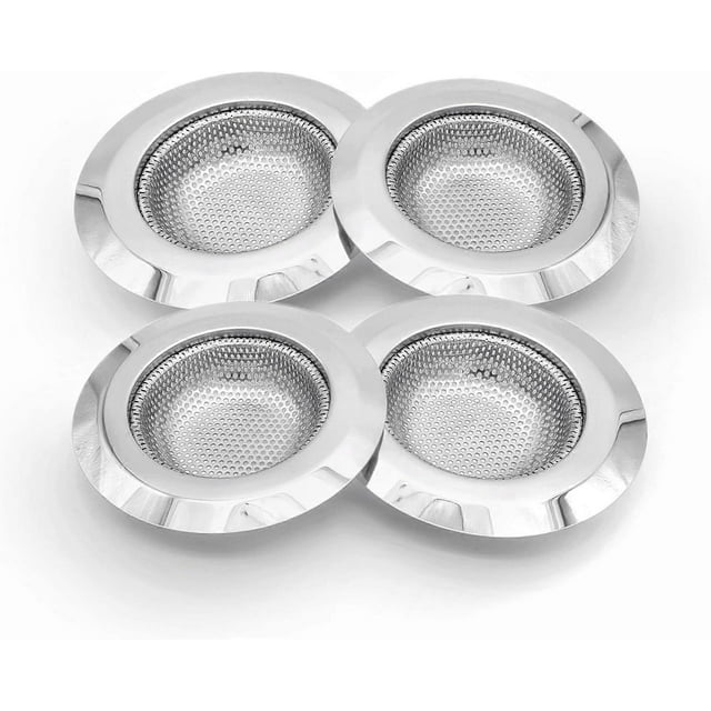 2-Pack Sink Strainer - 4.5" Wide Rim - Rust-Resistant Stainless Steel Kitchen Drain Strainer to Prevent Clogs - Dishwasher Safe