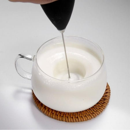 

[Big Clear!]Milk Frother Handheld Battrey Electric Foam Maker for Coffee Protable Milk Foamer Drink Mixer for Bulletproof Coffee Keto Frappe Latte Cappuccino Hot Chocolate (Black)