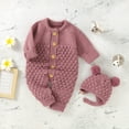 thumbnail image 4 of Newborn Baby Romper Shoes Gloves Set Knit Girl Boy Jumpsuit Boot Mitten Solid Toddler Infant Long Sleeve Clothing 4PC Fall 0-18M, 4 of 7