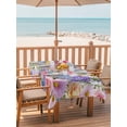 thumbnail image 2 of Outdoor Tablecloth with Umbrella Hole for Patio/Picnic/Party/Camping, Purple Pink Floral Waterproof Table Cloth Rectangle Table Cover Washable, Spring Watercolor Country Flower (54"x 80"), 2 of 8
