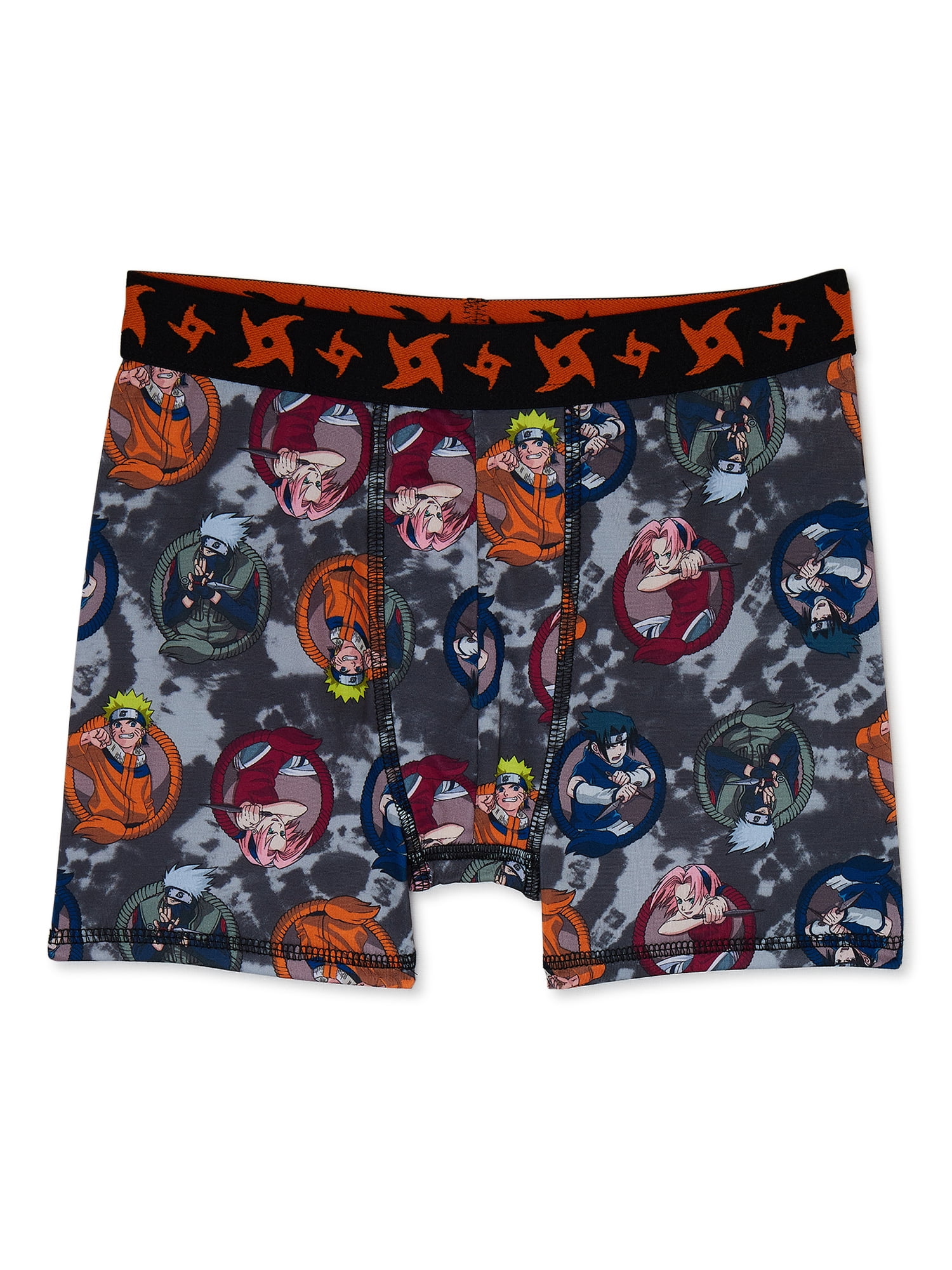 Naruto Boy's Breathable Anime Polyester Boxer Brief Underwear Size L, Multicolor (4-Packs)