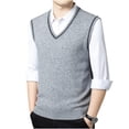 thumbnail image 4 of Maean Men Sweater Vest V Neck Knitted Pullover Sleeveless Sweaters Tops Vests Fall Winter Sweaters, 4 of 6
