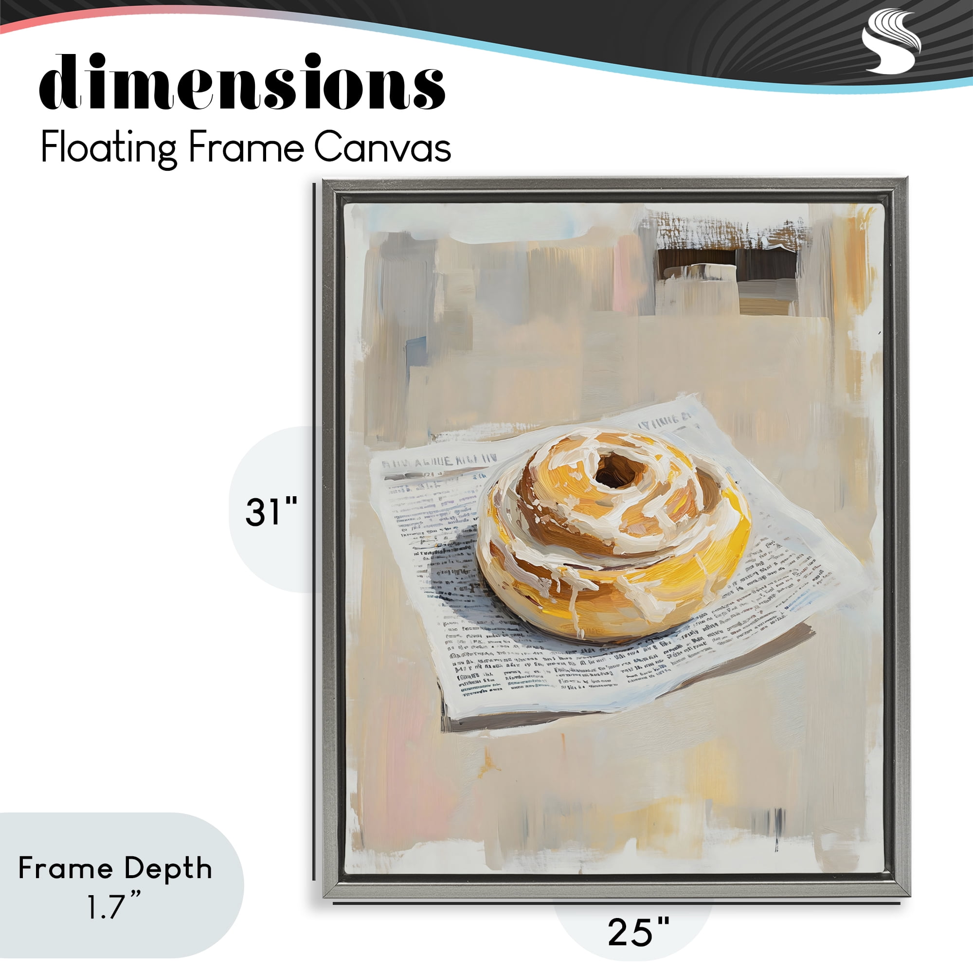 Stupell Industries Cinnamon Roll & Morning Paper Gray Framed Floater Canvas Wall Art, design by The Prints Vibe